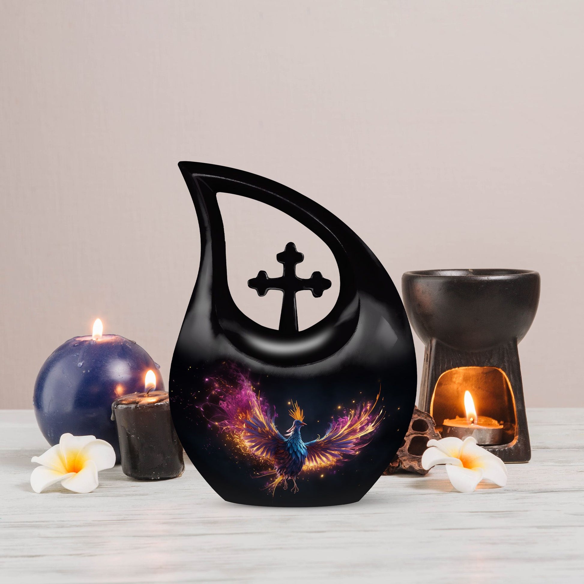 10 inch Phoenix Urn with modern Cross Drop design,