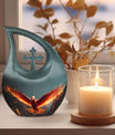 10-inch Phoenix Urn with Cross Drop design, a large ashes 