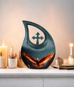 10-inch Phoenix Urn with Cross Drop design, a large ashes 