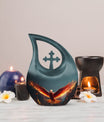 10-inch Phoenix Urn with Cross Drop design, a large ashes 