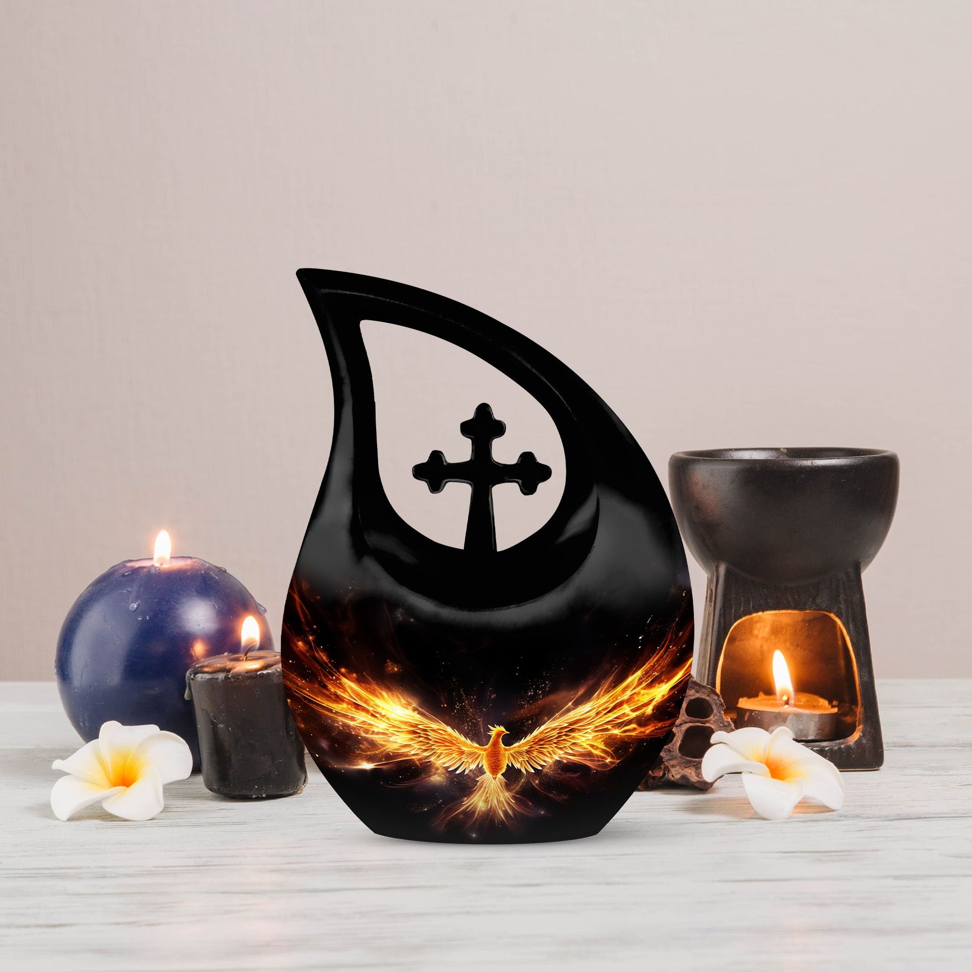 10-inch Large Phoenix Urn with Cross Drop 