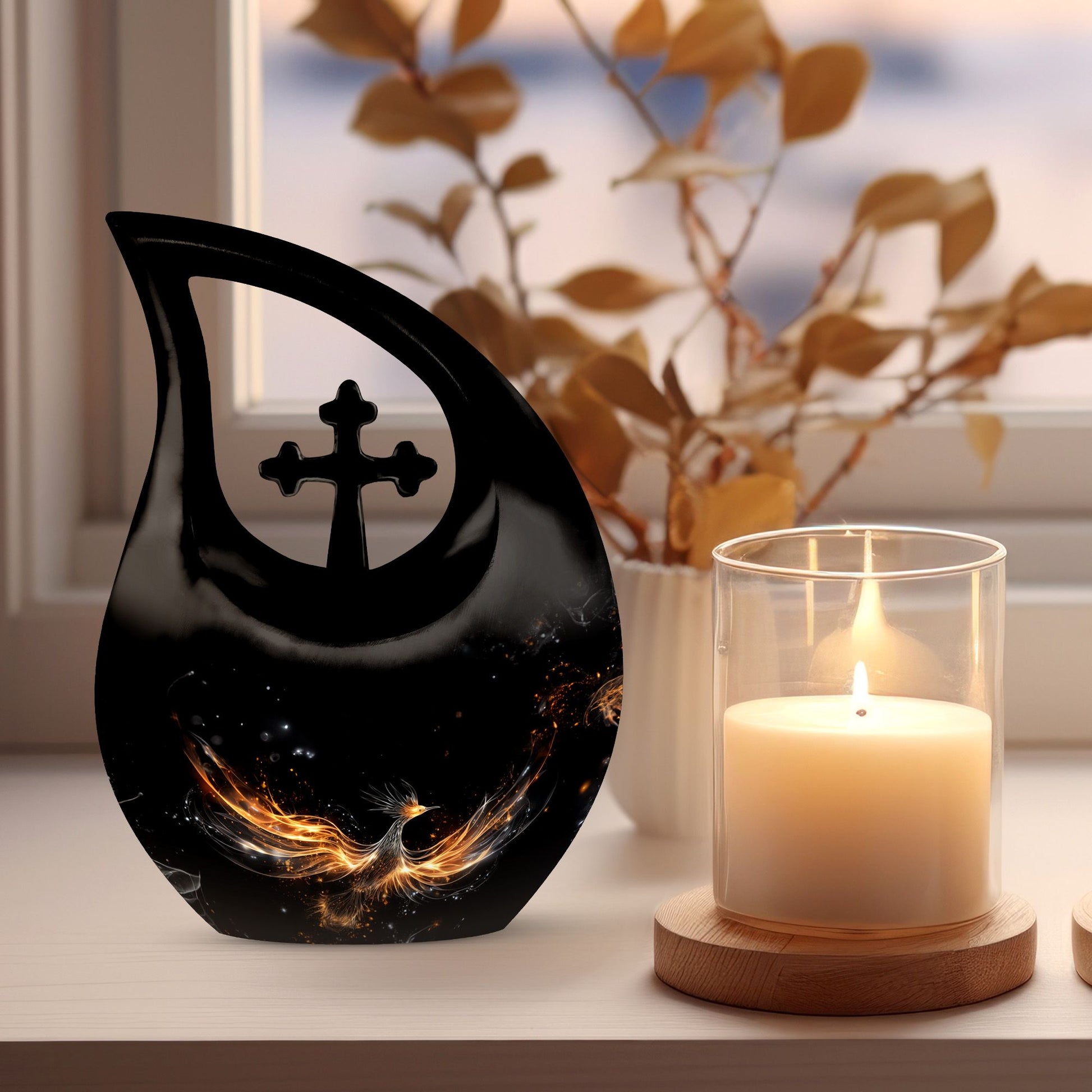 Phoenix Urn with Cross Drop design, Full Size