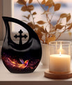 10-inch Phoenix Urn, Double Cremation Urn with Cross Drop 