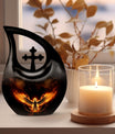 10 inch Phoenix Urn with Cross Drop design for man's ashes,