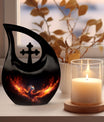 10-inch Phoenix Urn, Cross Drop design, personalised 