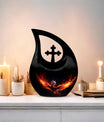 10-inch Phoenix Urn, Cross Drop design, personalised 