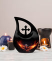 10-inch Phoenix Urn, Cross Drop design, personalised 