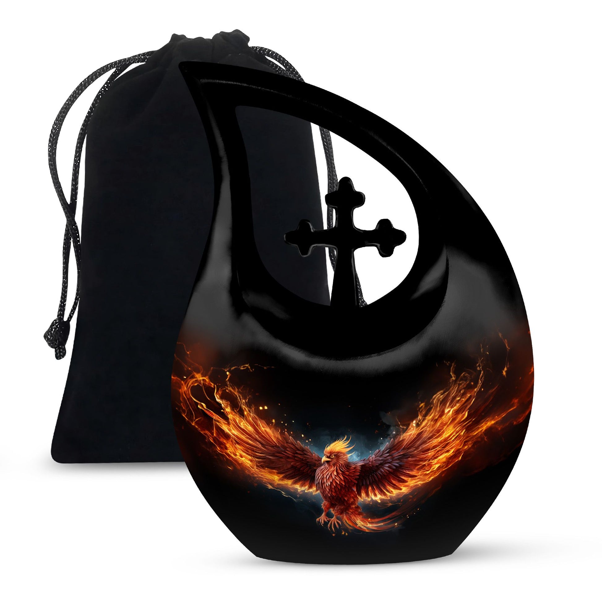 10-inch Phoenix Urn Box For Ashes with Cross Drop design