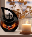 10-inch Phoenix Urn Box For Ashes with Cross Drop design