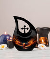 10-inch Phoenix Urn Box For Ashes with Cross Drop design