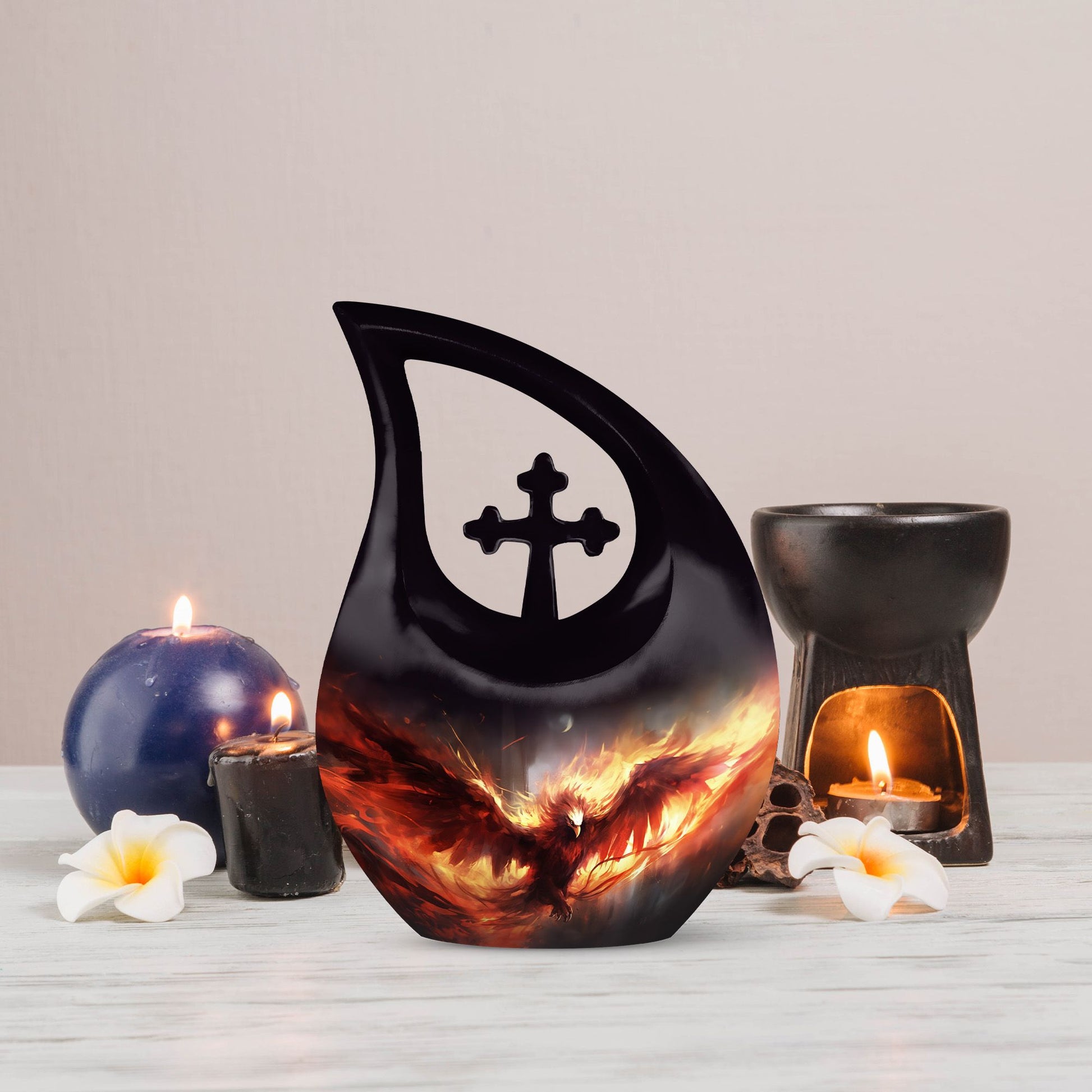 10 Inch Phoenix Themed Double Cremation Urn