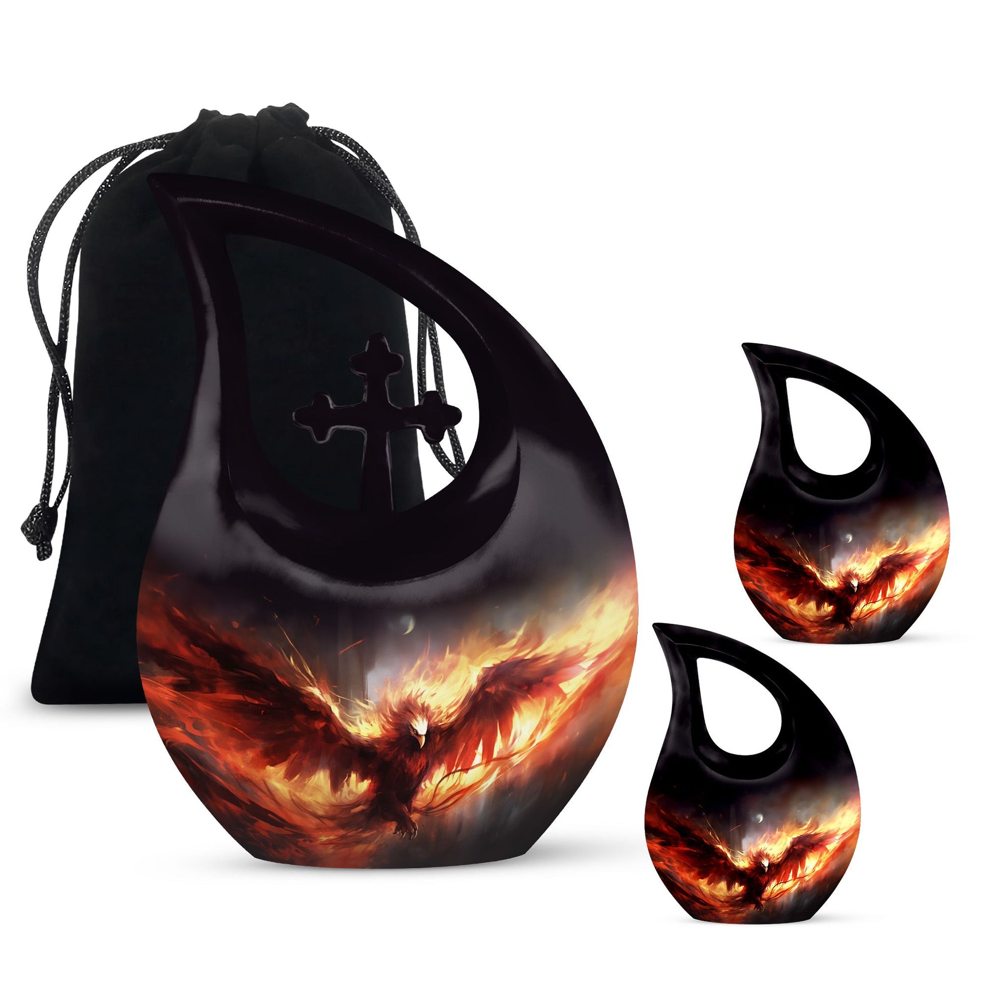 10 Inch Phoenix Themed Double Cremation Urn