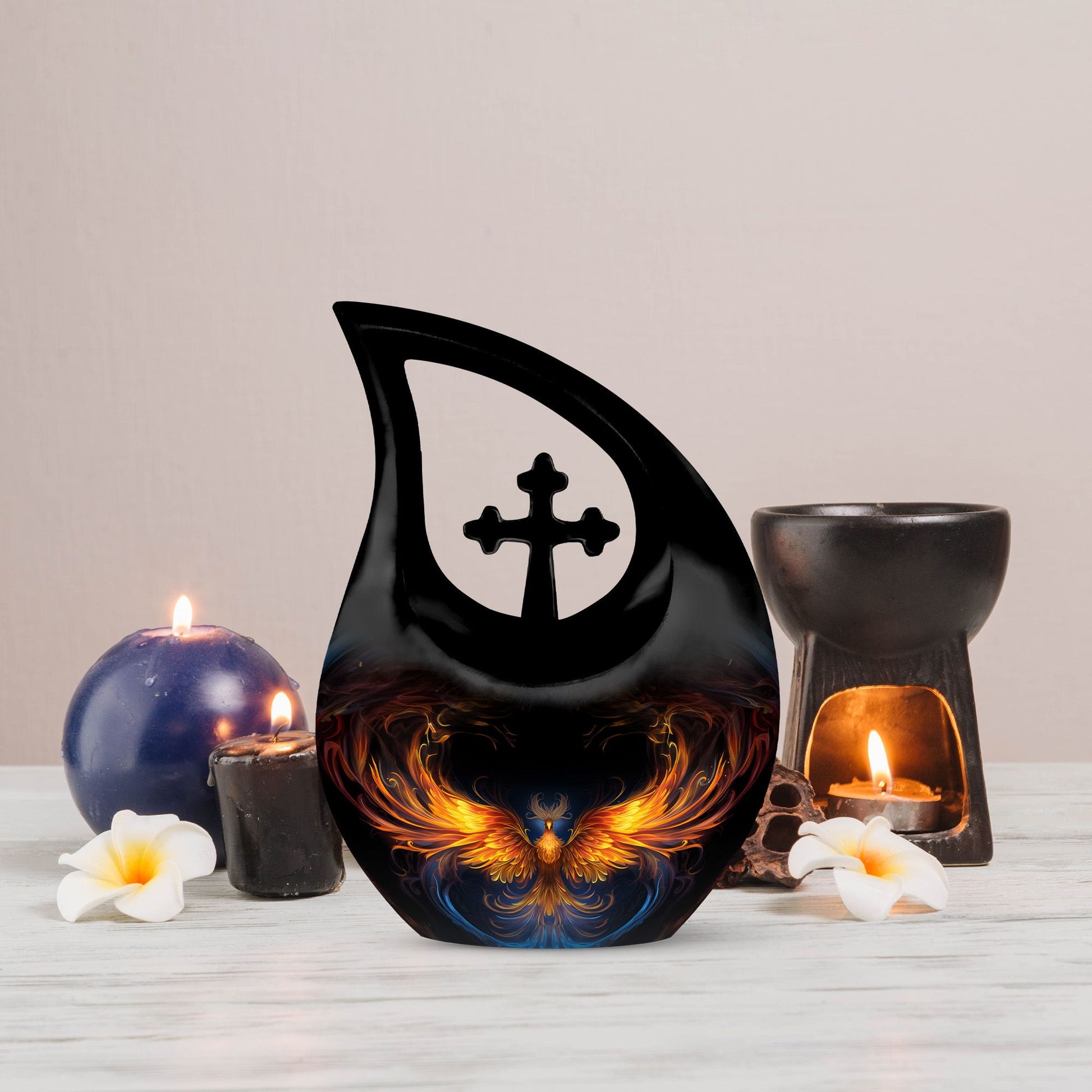 Phoenix Urn - 10-inch Cross Drop design, Memorial Urn 