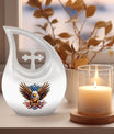 10 Inch Eagle Themed Cross Drop Bird Urn, 