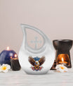 10 Inch Eagle Themed Cross Drop Bird Urn, 