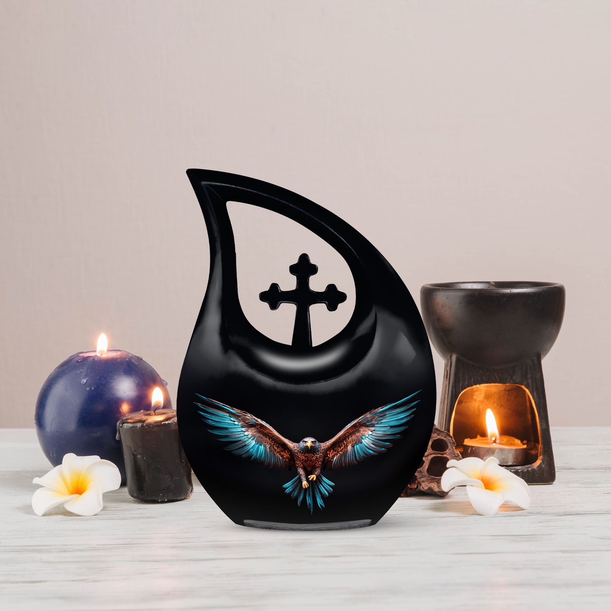 10-inch Eagle Urn with Cross Drop design, 