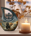 10-inch Elephant-themed Memorial Urn with Cross Drop 