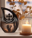 10-inch Elephant Urn in Cross Drop design, 