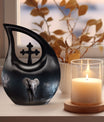 10 inch Elephant Urn with Cross Drop design for ashes,