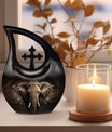 10 inch Cross Drop Elephant Urn for Cremation, 