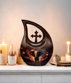 Elephant themed, Cross Drop design large cremation urn, 