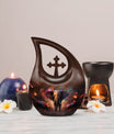 Elephant themed, Cross Drop design large cremation urn, 