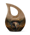 10-inch elephant urn with cross drop design, 