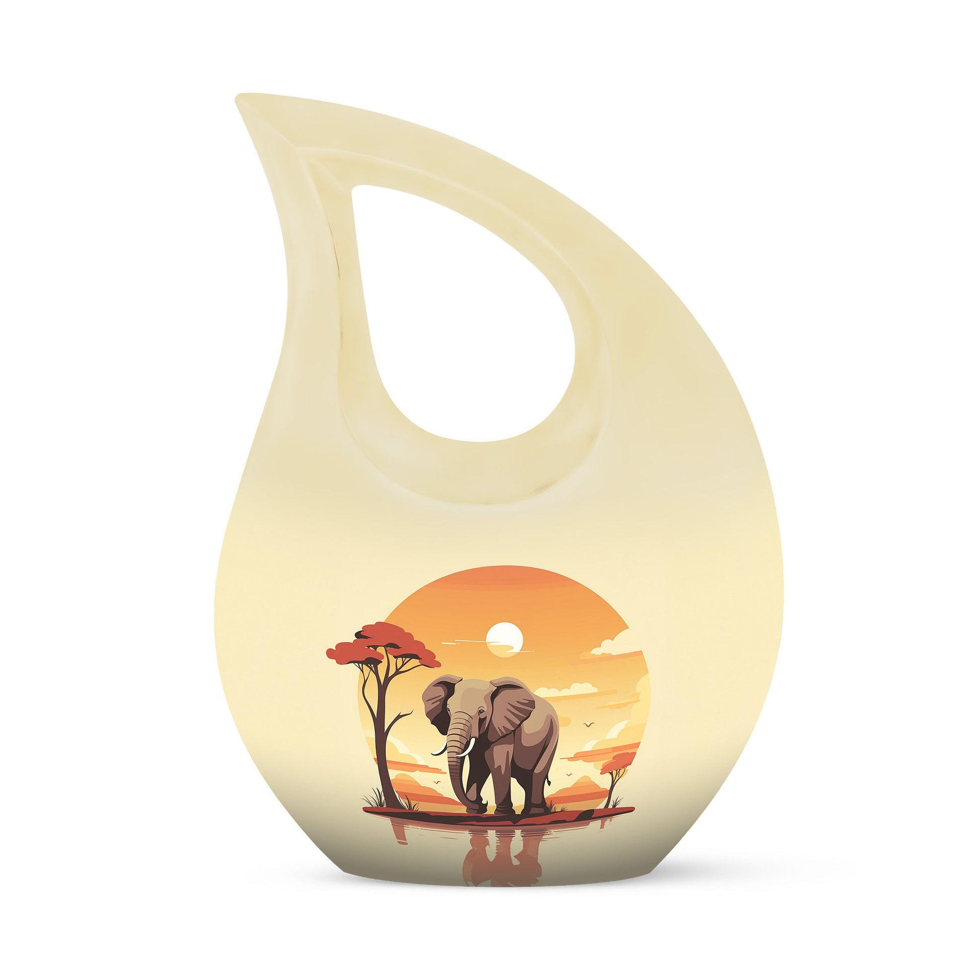 10-inch Elephant Urn with Cross Drop design,