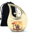 10-inch Elephant Urn with Cross Drop design,