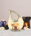 10-inch Elephant Urn with Cross Drop design,