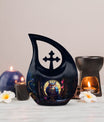 10 inch Owl Urn with Cross Drop Design, 