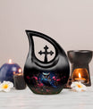 10-inch Owl Urn with Cross Drop design,