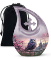 10-inch Owl Urn with Cross Drop design 