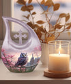 10-inch Owl Urn with Cross Drop design 