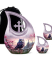 10-inch Owl Urn with Cross Drop design 