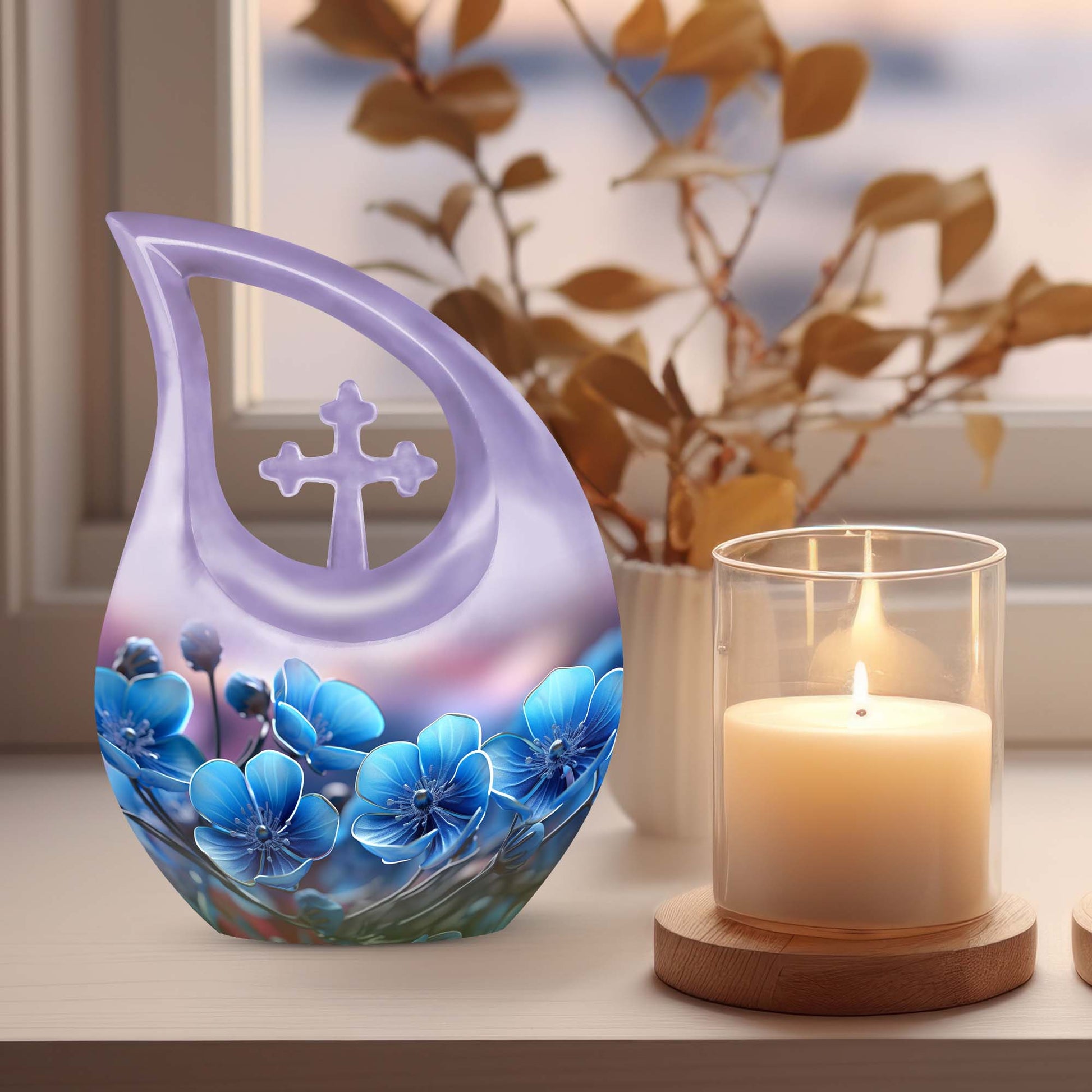 10-inch Flower Urn with Cross Drop Design, Biodegradable 