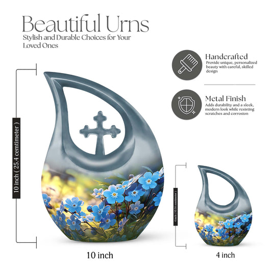 10-inch Flower Urn with Cross Drop design 