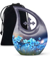 10 Inch Flower-Themed Cross Drop Cremation Urn,