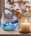 10 Inch Flower-Themed Cross Drop Cremation Urn,