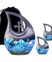 10 Inch Flower-Themed Cross Drop Cremation Urn,