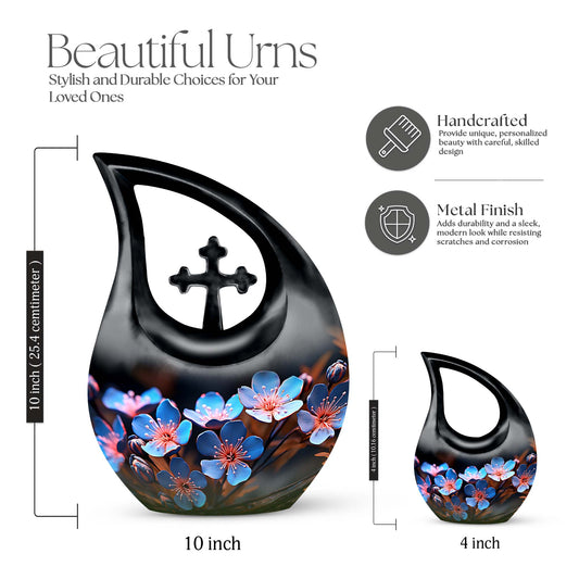 10-inch Flower Urn featuring Cross Drop design, 