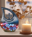 10 inch Flower Cross Drop Design Cremation Urn for Adults