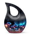 Flower themed Cross Drop design, 10-inch best cremation urn 