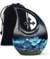 10-inch Flower themed Cross Drop Personalized Memorial Urn 