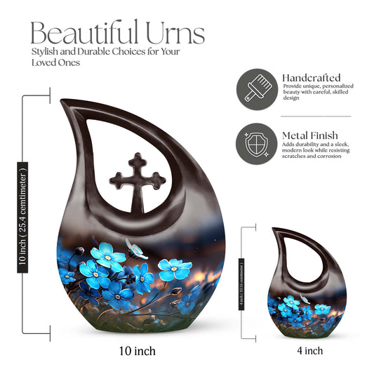 10 inch Flower Urn with Cross Drop design, idea