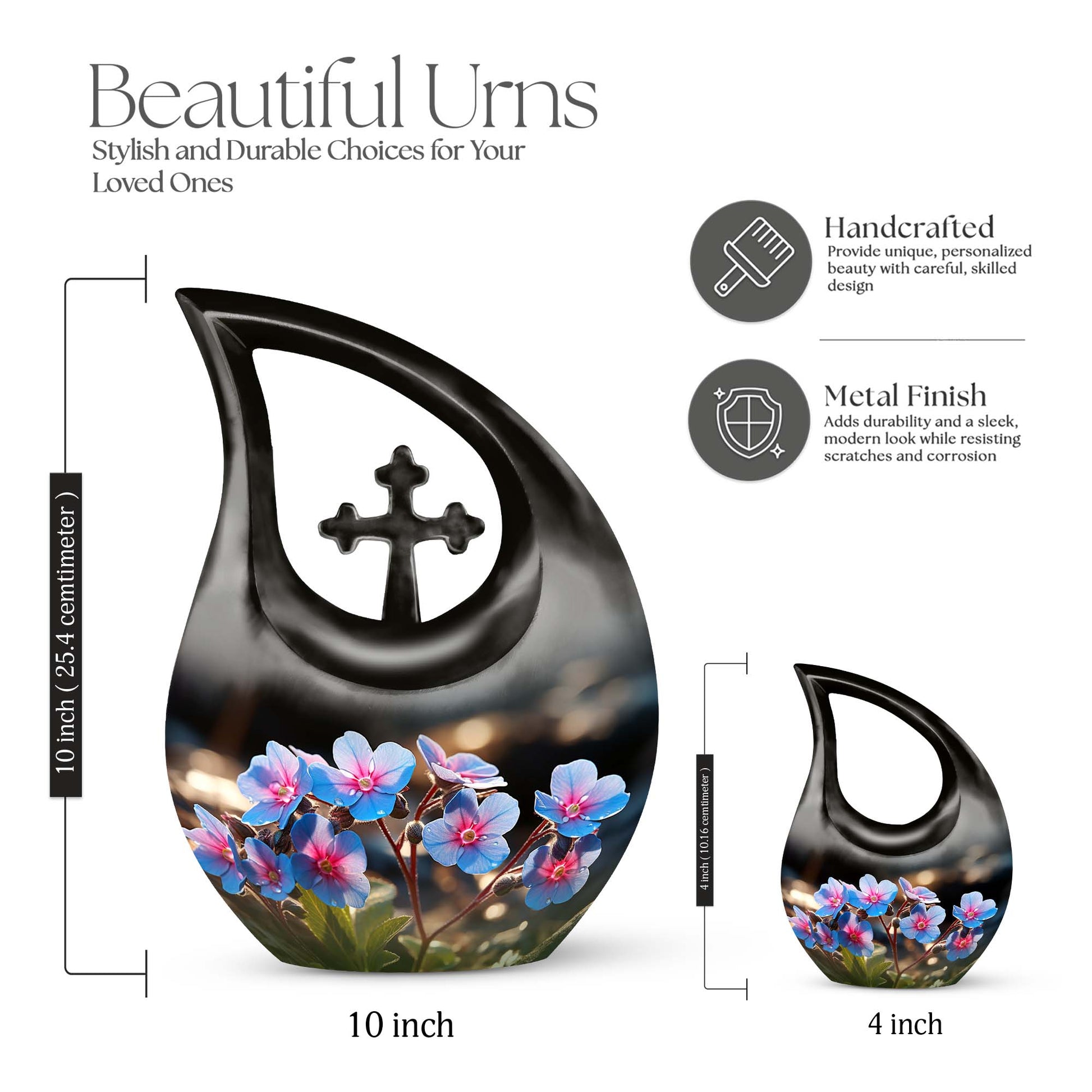 10-inch Aluminium Flower Urn with Cross Drop design