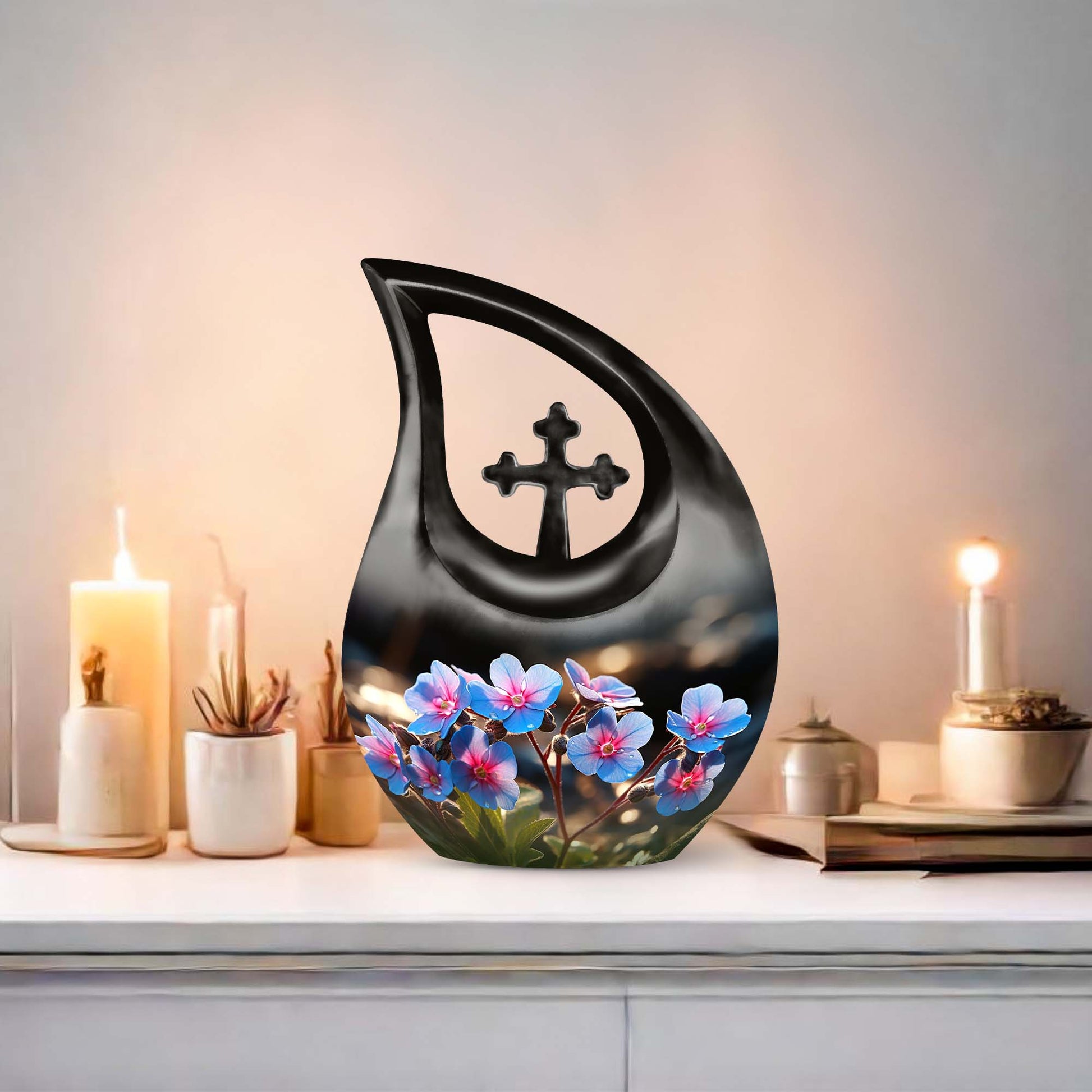 10-inch Aluminium Flower Urn with Cross Drop design