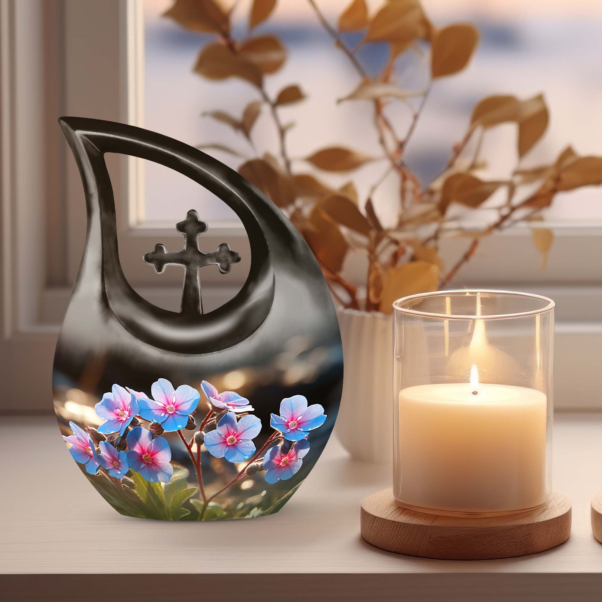 10-inch Aluminium Flower Urn with Cross Drop design