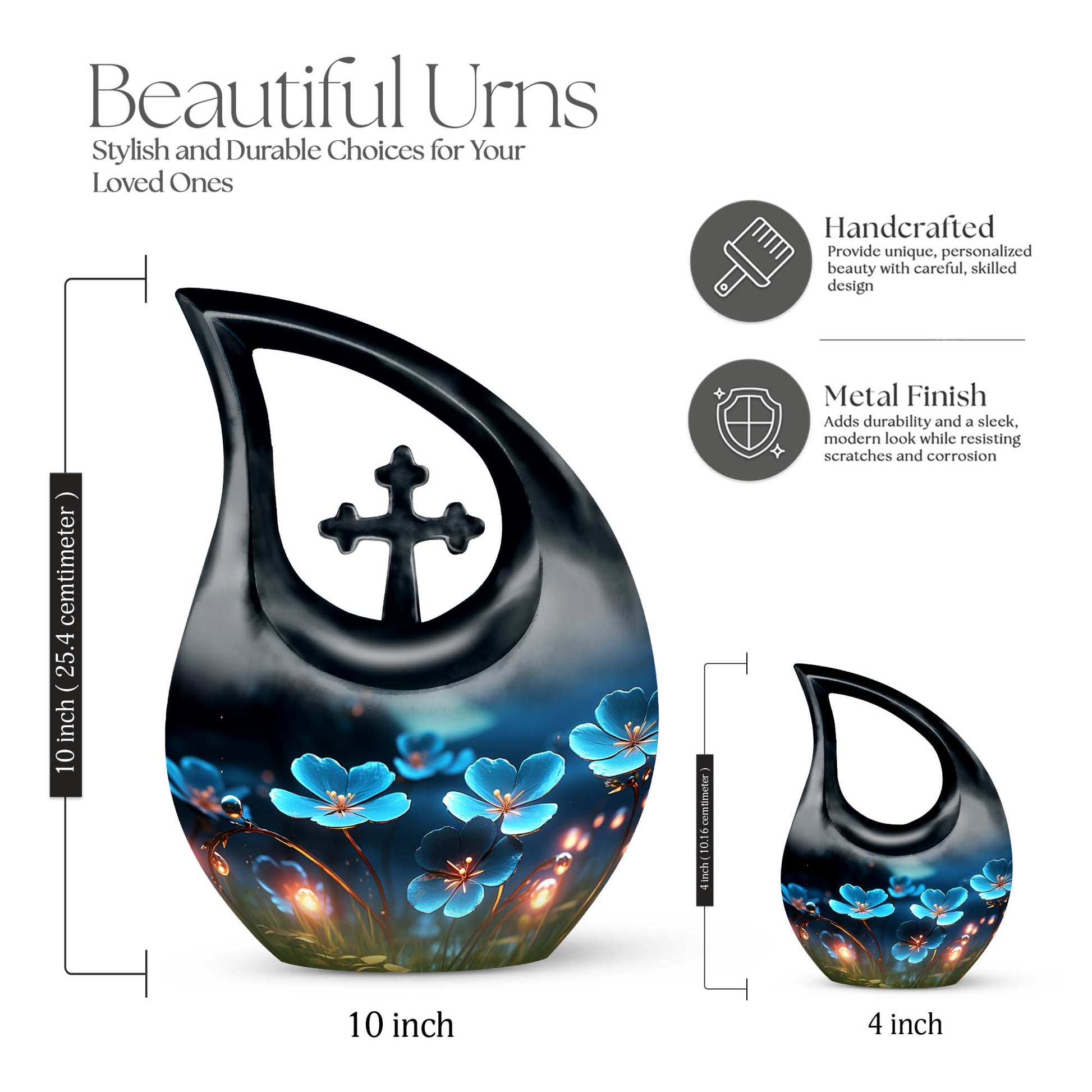 10-inch Flower Urn in Cross Drop design, affordable 