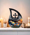 10 inch Lilly Flower Urn with Cross Drop design 